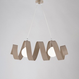 [BL141-2-TO] Lampadario moderno a sospensione in ferro due luci Tortora 54x h20 cm