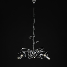 [BL209-5-CR] Lampadario moderno ferro cromato lucido strass in cristallo 5 luci 54xh.44 cm