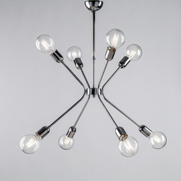 [BL222-8-CR] Lampadario moderno in ferro Cromato lucido otto luci 65x h67 cm urban