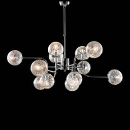 [BL213-12-CR] Lampadario moderno in ferro cromo lucido 12 luci cm 105