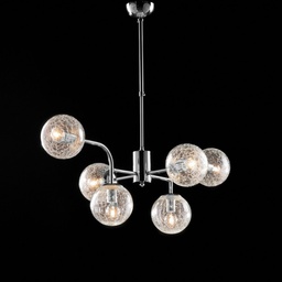 [BL213-6-CR] Lampadario moderno in ferro cromo lucido 6 luci cm 86