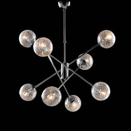 [BL215-8-CR] Lampadario moderno in ferro cromo lucido 8 luci cm 73