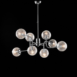 [BL213-8-CR] Lampadario moderno in ferro cromo lucido 8 luci cm 93