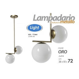 [GIC773464] 2x Lampadario moderno sfera oro cm 38 x 18 x 72
