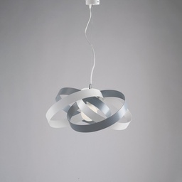 [BL156-1-BG] Lampadario moderno sospensione in ferro Bianco e Grigio una luce cm 54x h25