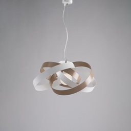 [BL156-1-BT] Lampadario moderno sospensione in ferro Bianco e Tortora una luce cm 54x h25