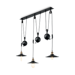 [8021696136349] Lampadario nero a sospensione 3 luci URBAN stile