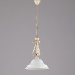 [BL173-1-AV] Lampadario per cameretta ferro Avorio Oro vetro Bianco 30x h40 cm
