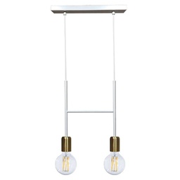 [ELVIRA/SP2 BI] Lampadario sala moderno bianco oro design cm 40 x 38 h