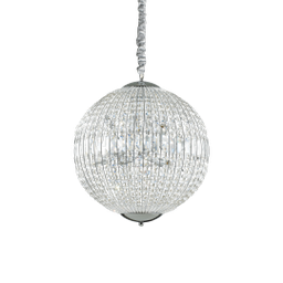 [8021696116228] Lampadario sfera a sospensione 8 luci cromo D 50 x H 50 cm