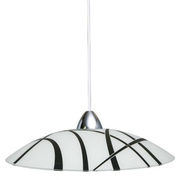 [DARIO/S NR] Lampadario sospensione in vetro bianco nero cm 50