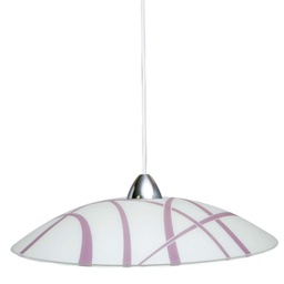 [DARIO/S VI] Lampadario sospensione in vetro bianco viola cucina camera cm 50