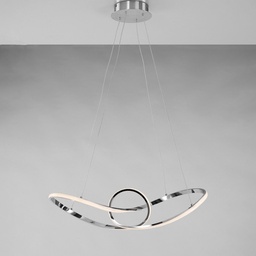 [BL212-SCR] Lampadario sospensione metallo Cromo Lucido LED integrato 68x24x h 150 cm