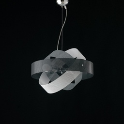 [BL126-2-BG] Lampadario sospensione moderna Grigio Bianco 2 luci diametro 47x h13 cm