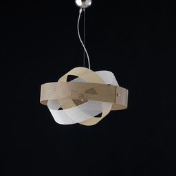 [BL126-2-BT] Lampadario sospensione moderna Tortora Bianco 2 luci diametro 47x h13 cm