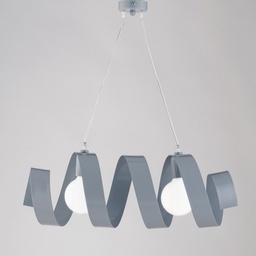 [BL141-2-GR] Lampadario spirale a sospensione in ferro due luci Grigio 54x h20 cm