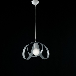 [BL129-1-BG] Lampadario studio sospensione in ferro Bianco Grigio una luce 32x h24 cm