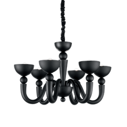 [8021696140339] Lampadario trendy retro nero cm 80 metallo vetro
