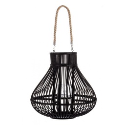 [B0140947] Lanterna Belem nero con manico in bamboo