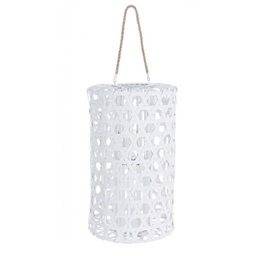 [B0140793] Lanterna esagono bianco in legno 60h cm