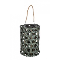 [B0140791] Lanterna esagono verde in legno 40h cm