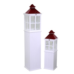 [V3724270000] Lanterna legno 1-2 bianco rettangolare cm 27x27h135