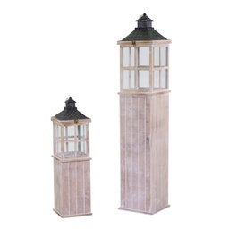 [V3724290000] Lanterna legno 1-2 sbiancato rettangolare cm27x27h135