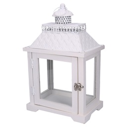 [V3724160000] Lanterna legno bianco quadro cm24x16h39