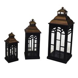 [V3726280000] Lanterna legno metallo 1-3 nero quadro cm31,5x31,5h81