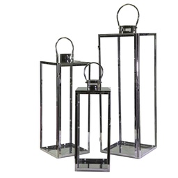 [V3726610000] Lanterna metallo 1-3 argento quadro cm29x28,5h85