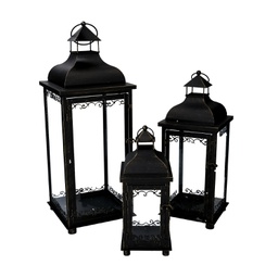 [V3725090000] Lanterna metallo 1-3 nero e oro cm 20x20h53