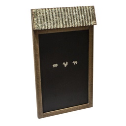 [V4608620000] Lavagna legno metallo con tetto e 3 calamite animali rettangolare cm 45x78x7
