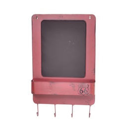 [V6442100000] Lavagna metallo bristol rosso con mensola e appendino 4 posti cm35x57,5x7