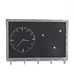 [V6447700000] Lavagna metallo con orologio e portachiavi 5 posti cm 63x46x9
