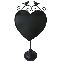 [V0222700000] Lavagna metallo nero cuore con uccelli cm21,5x14,5h42