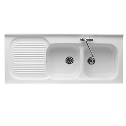 [DFLEX-185-C181-DX] Lavello da incasso in ceramica con 2 vaschette e gocciolatoio dx cm 120