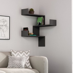 [FZ99424] Libreria Angolare Luksa Colore Antracite 3 Livelli H 90 x P 22 x L 60 cm
