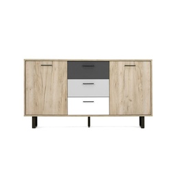 [FZ88016] Madia 2 ante 3 cassetti colorati rovere grigio 160x35xh.86 cm