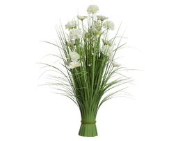 [20041785] Mazzetto di fiori Artificiali in poliestere bianco e verde
