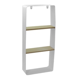 [V6447880000] Mensola metallo bianco e legno 2 piani cm 25