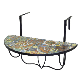 [2009019] Mensola mosaico metallo Galatone cm74x38/61h57 