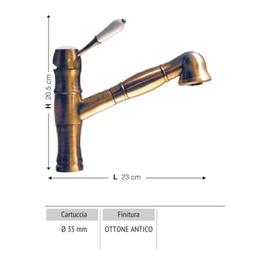 [FZ60431] Miscelatore Cordoba finitura ottone antico
