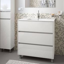 [FZ100246] Mobile bagno Elmas80 bianco laccato lucido con lavabo 3 cassetti 81x45x86h