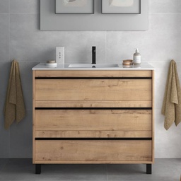 [FZ100274] Mobile bagno Geco100 rovere ostippo con lavabo 3 cassetti 100x45x86h