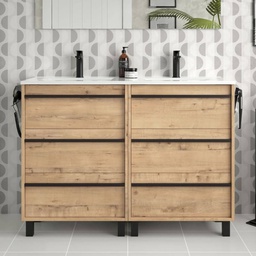 [FZ100275] Mobile bagno Geco120 rovere ostippo doppio lavabo 3 cassetti 120x45x86h