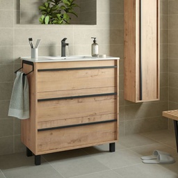 [FZ100273] Mobile bagno Geco80 rovere ostippo con lavabo 3 cassetti 80x45x86h