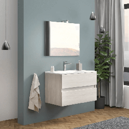 [FZ91906] Mobile bagno Trasimeno rovere grigio con specchio