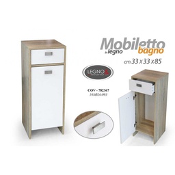 [GIC782367] Mobile bagno bianco rovere 1 anta cm 33 x 33 x 85 salvaspazio