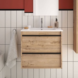 [FZ100242] Mobile bagno sospeso Ador60 rovere ostippo con lavabo 2 cassetti 60x45x54h