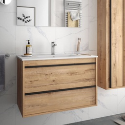 [FZ100243] Mobile bagno sospeso Ador80 rovere ostippo con lavabo 2 cassetti 80x45x54h
